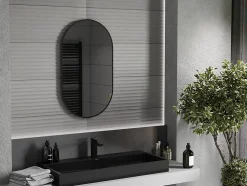 Silla Global SILLA Miroir mural ovale, 85 x 50 cm, cadre noir