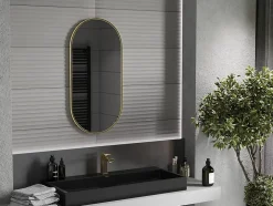Silla Global SILLA Miroir mural ovale, 90 x 45 cm, cadre doré