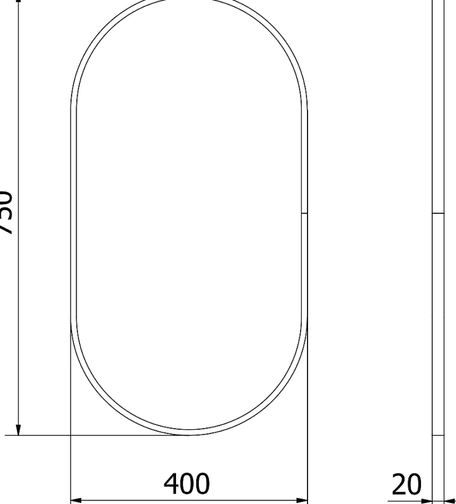 Silla Global SILLA Miroir mural ovale, 75 x 40 cm, cadre noir
