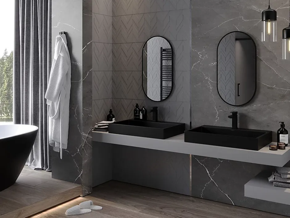 Silla Global SILLA Miroir mural ovale, 75 x 40 cm, cadre noir