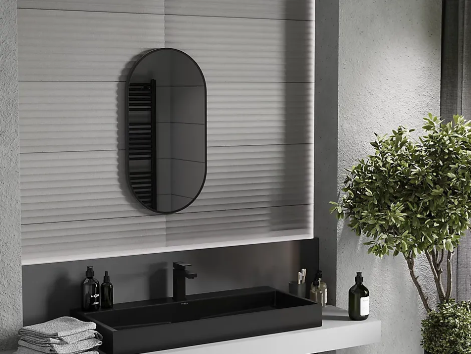 Silla Global SILLA Miroir mural ovale, 75 x 40 cm, cadre noir