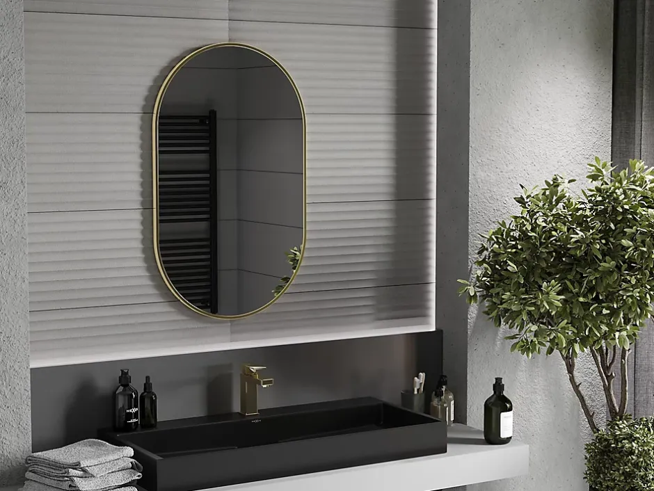 Silla Global SILLA Miroir mural ovale, 90 x 55 cm, cadre doré* Miroir Grossissant