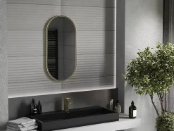 Silla Global SILLA Miroir mural ovale, 80 x 40 cm, cadre doré