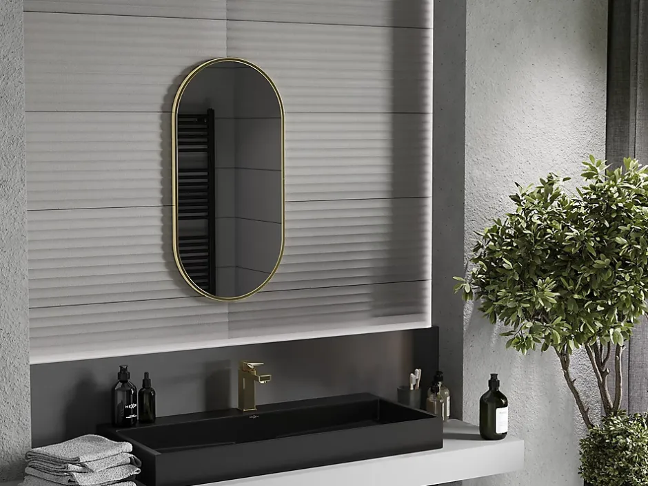 Silla Global SILLA Miroir mural ovale, 80 x 40 cm, cadre doré