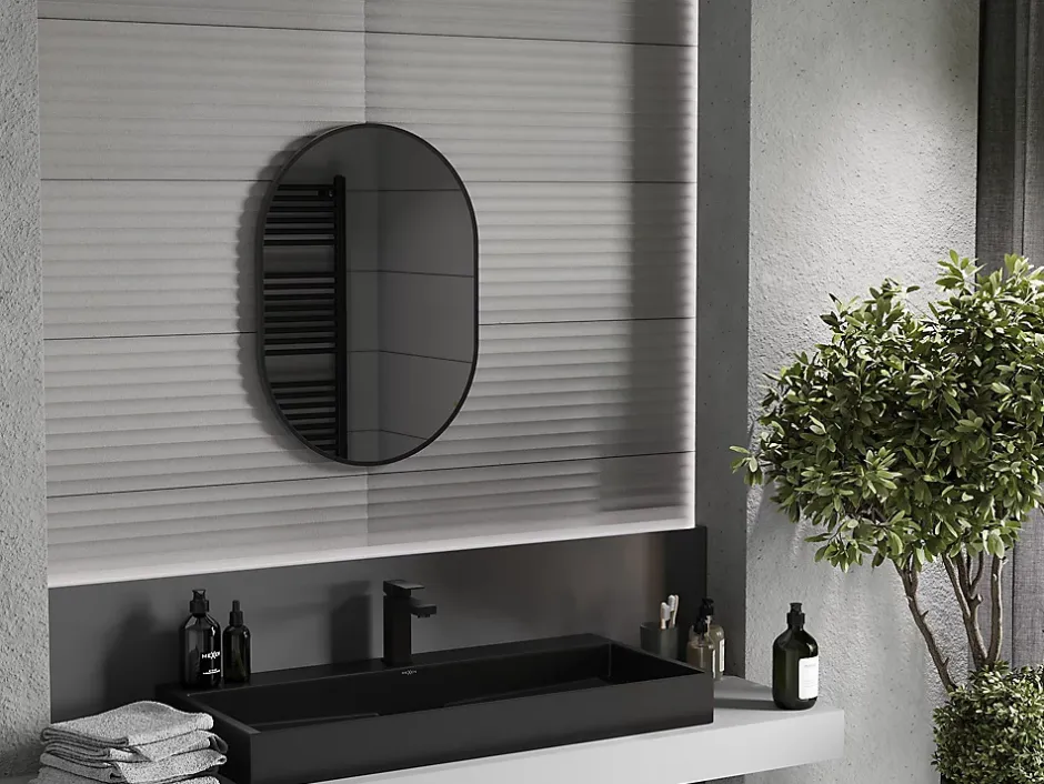 Silla Global SILLA Miroir mural ovale, 70 x 50 cm, cadre noir
