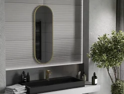 Silla Global SILLA Miroir mural ovale, 100 x 35 cm, cadre doré