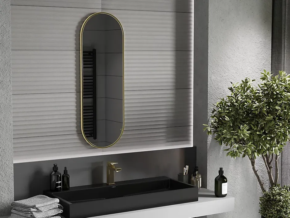 Silla Global SILLA Miroir mural ovale, 100 x 35 cm, cadre doré