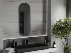 Silla Global SILLA Miroir mural ovale, 100 x 35 cm, cadre noir