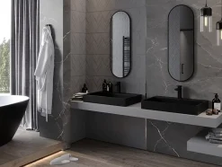 Silla Global SILLA Miroir mural ovale, 100 x 35 cm, cadre noir