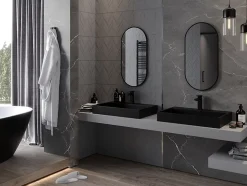 Silla Global SILLA Miroir mural ovale, 80 x 40 cm, cadre noir* Miroir Grossissant