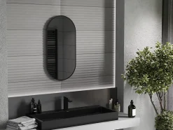 Silla Global SILLA Miroir mural ovale, 80 x 40 cm, cadre noir* Miroir Grossissant