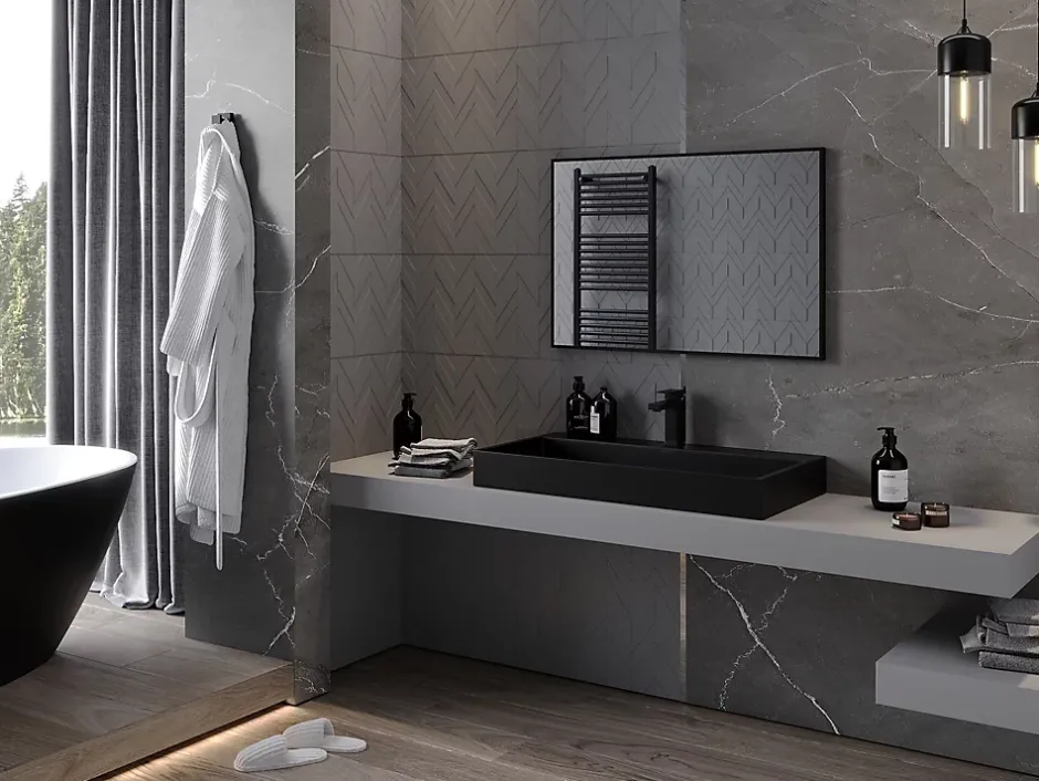 Silla Global SILLA Miroir mural rectangulaire, 90 x 60 cm, cadre noir* Miroir Grossissant