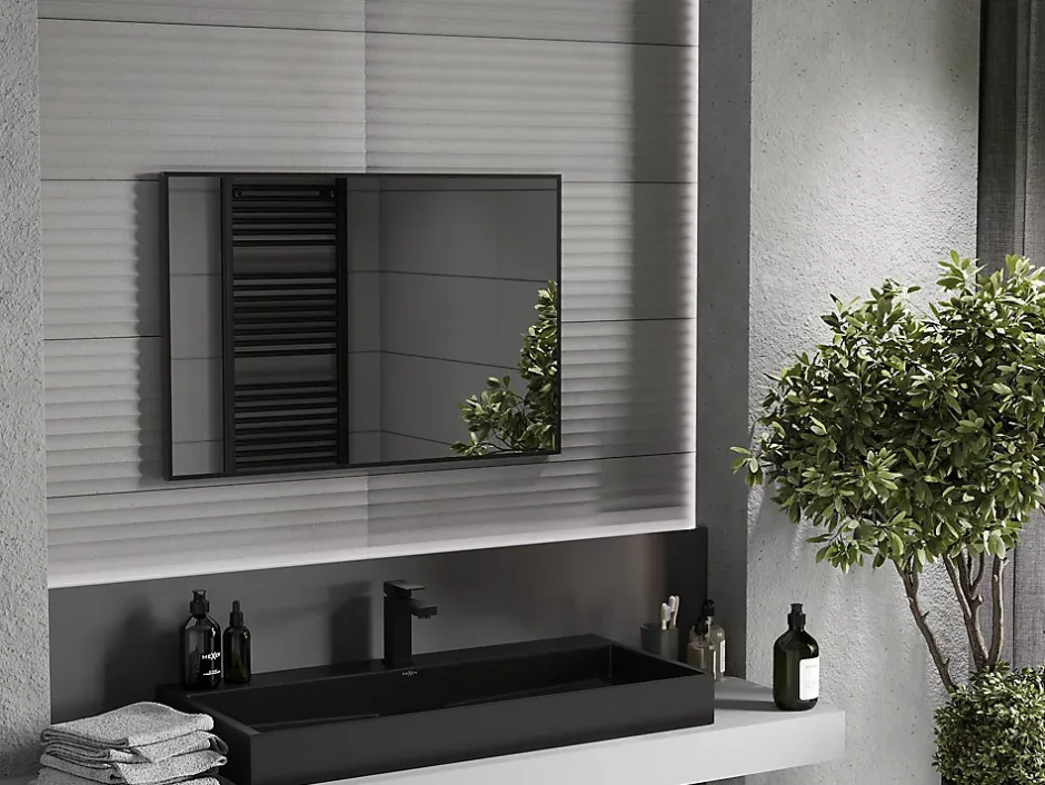 Silla Global SILLA Miroir mural rectangulaire, 90 x 60 cm, cadre noir* Miroir Grossissant