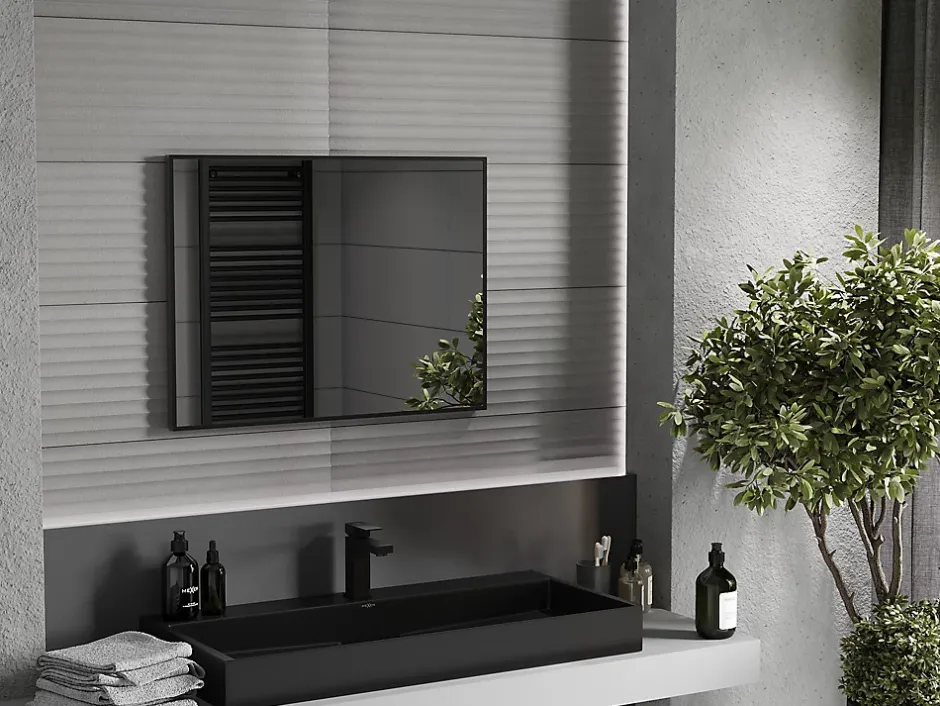 Silla Global SILLA Miroir mural rectangulaire, 80 x 60 cm, cadre noir* Miroir Grossissant
