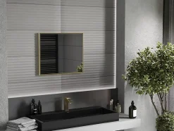 Silla Global SILLA Miroir mural rectangulaire, 60 x 50 cm, cadre doré