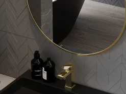 Silla Global SILLA Miroir mural rond, 30 cm, cadre doré