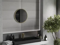 Silla Global SILLA Miroir mural rond, 30 cm, cadre doré