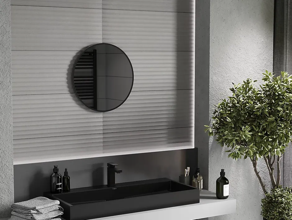 Silla Global SILLA Miroir mural rond, 50 cm, cadre noir