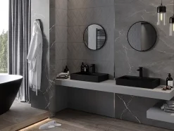 Silla Global SILLA Miroir mural rond, 50 cm, cadre noir