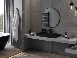 Silla Global SILLA Miroir mural rond, 85 cm, cadre noir