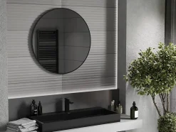 Silla Global SILLA Miroir mural rond, 85 cm, cadre noir