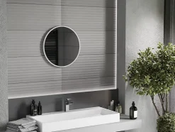 Silla Global SILLA Miroir mural rond, 30 cm, cadre blanc