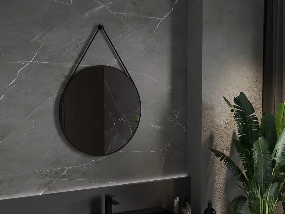 Silla Global SILLA Miroir mural rond, 70 cm, cadre noir* Miroir Grossissant