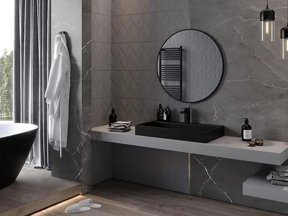 Silla Global SILLA Miroir mural rond, 80 cm, cadre noir* Miroir Grossissant