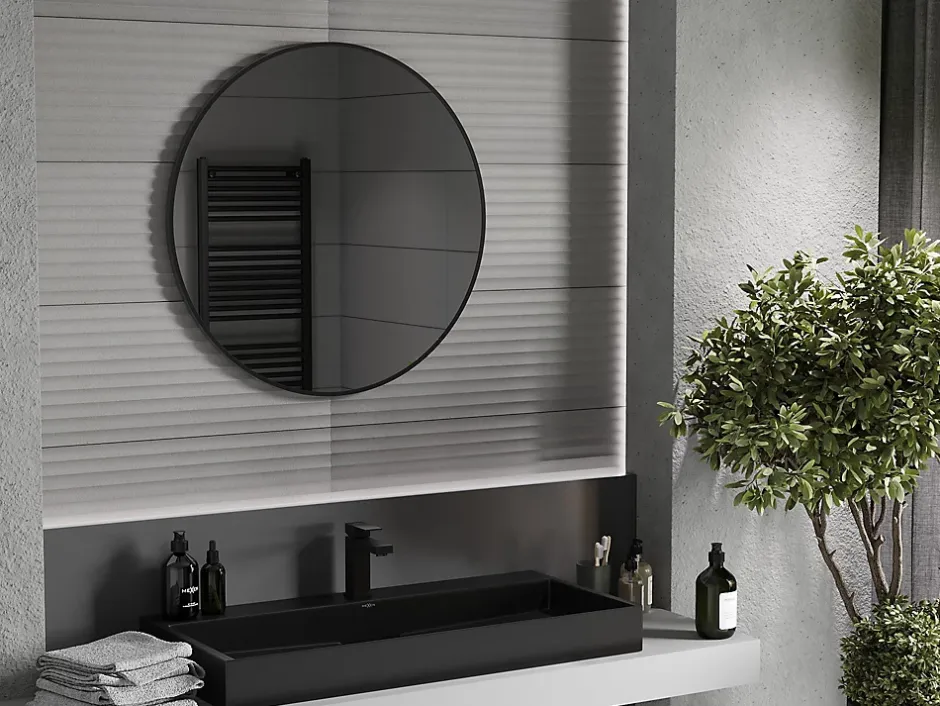 Silla Global SILLA Miroir mural rond, 80 cm, cadre noir* Miroir Grossissant