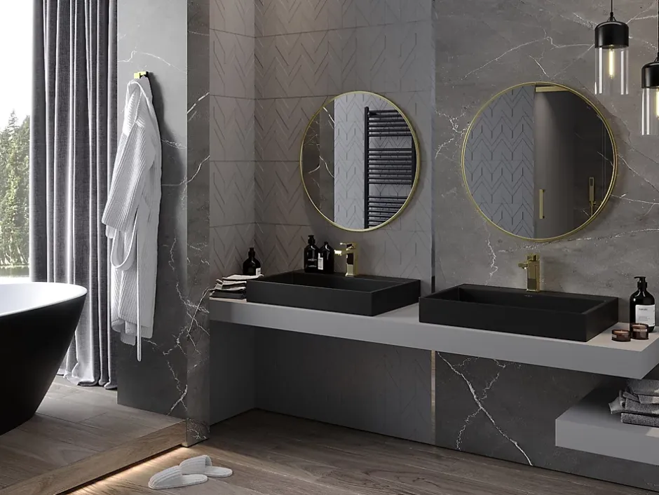 Silla Global SILLA Miroir mural rond, 70 cm, cadre doré