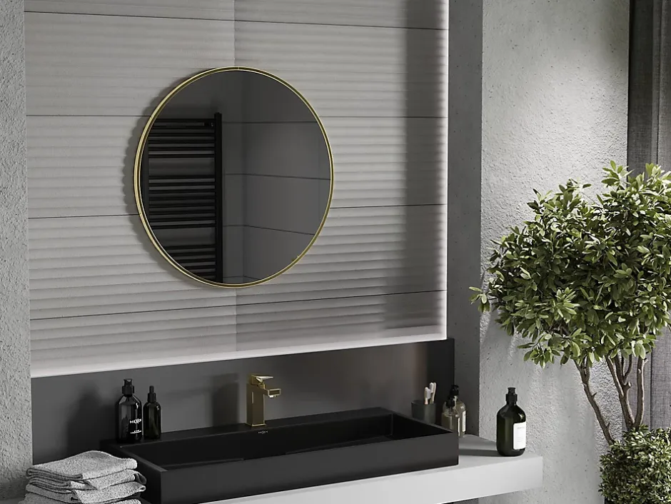 Silla Global SILLA Miroir mural rond, 70 cm, cadre doré
