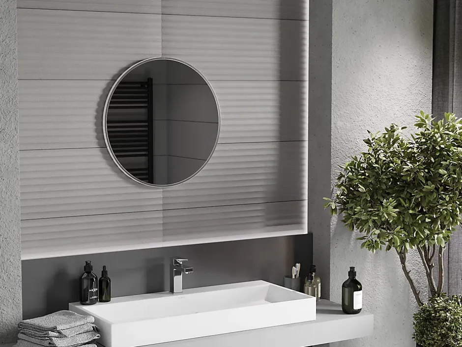 Silla Global SILLA Miroir mural rond, 60 cm, cadre chromé