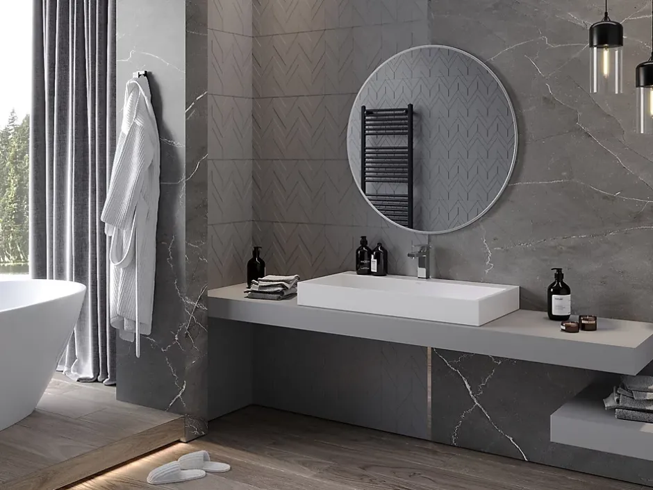 Silla Global SILLA Miroir mural rond, 90 cm, cadre chromé* Miroir Grossissant