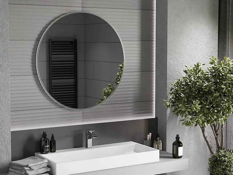 Silla Global SILLA Miroir mural rond, 90 cm, cadre chromé* Miroir Grossissant
