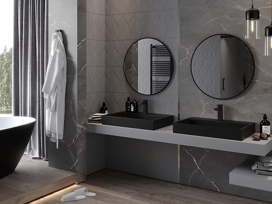Silla Global SILLA Miroir mural rond, 70 cm, cadre noir