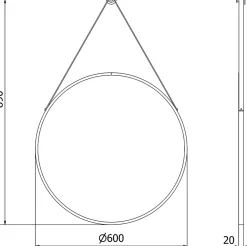 Silla Global SILLA Miroir mural rond, 60 cm, cadre noir