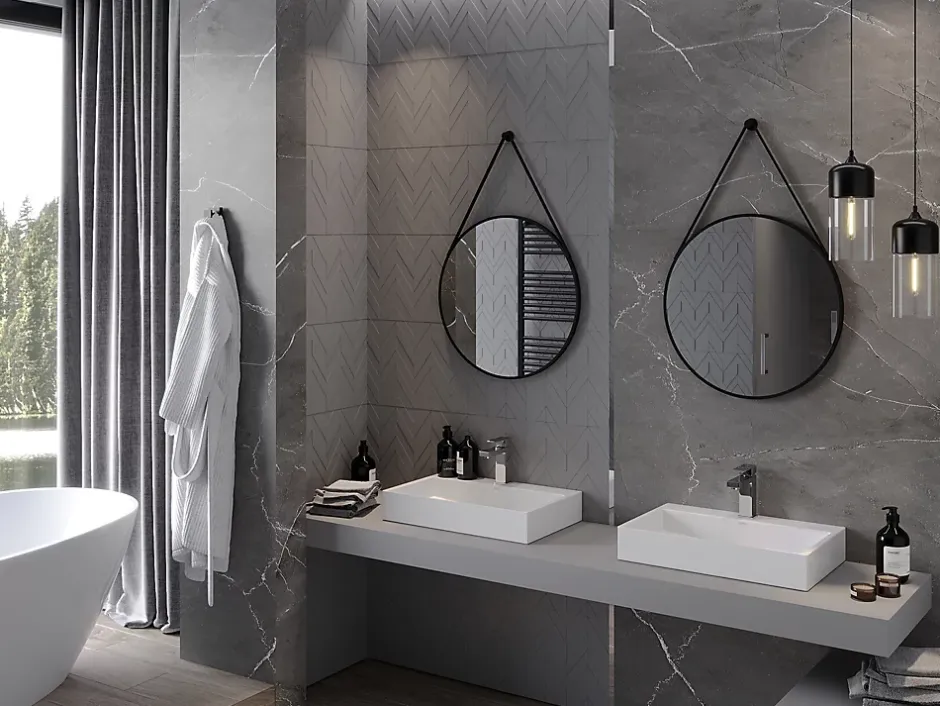Silla Global SILLA Miroir mural rond, 60 cm, cadre noir
