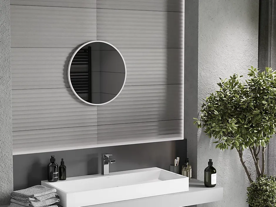 Silla Global SILLA Miroir mural rond, 40 cm, cadre blanc