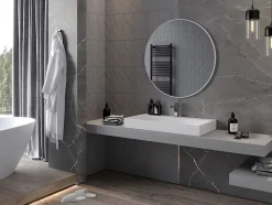Silla Global SILLA Miroir mural rond, 90 cm, cadre noir blanc
