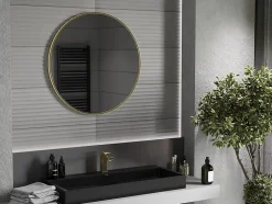 Silla Global SILLA Miroir mural rond, 80 cm, cadre doré