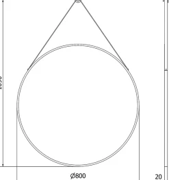 Silla Global SILLA Miroir mural rond, 80 cm, cadre noir