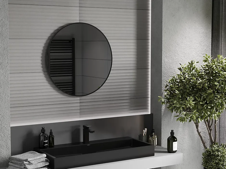 Silla Global SILLA Miroir mural rond, 75 cm, cadre noir* Miroir Grossissant