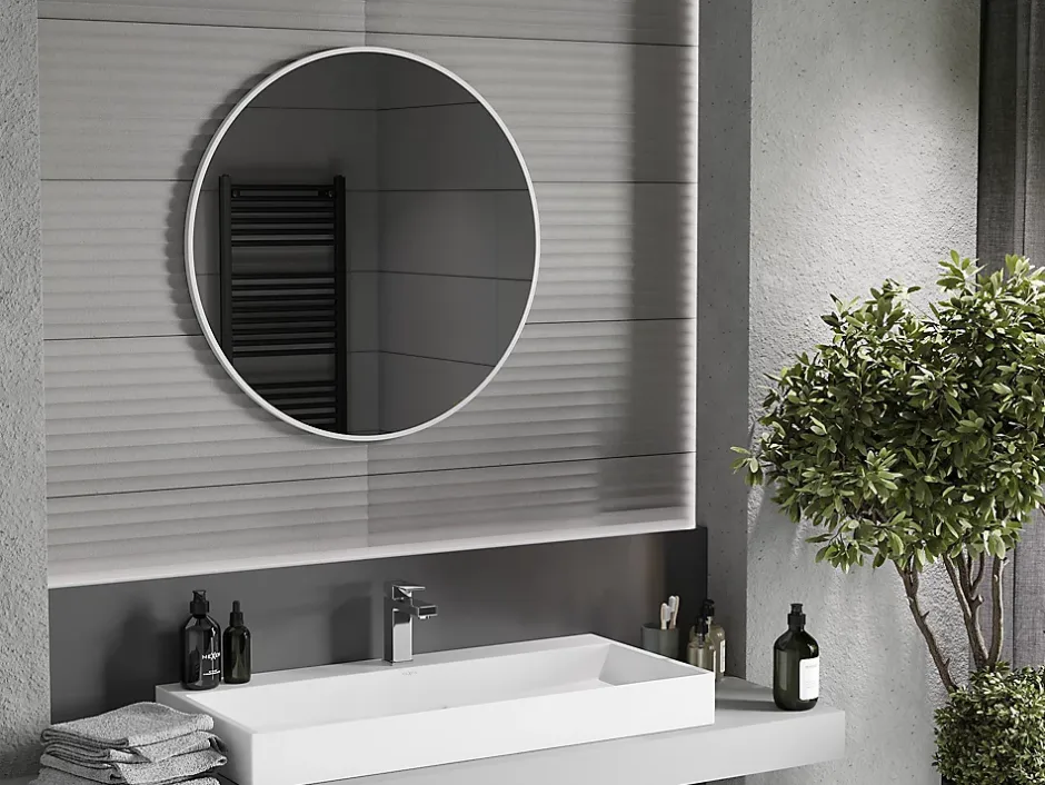 Silla Global SILLA Miroir mural rond, 80 cm, cadre blanc* Miroir Grossissant