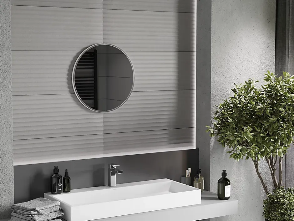 Silla Global SILLA Miroir mural rond, 30 cm, cadre chromé