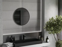 Silla Global SILLA Miroir mural rond, 60 cm, cadre noir