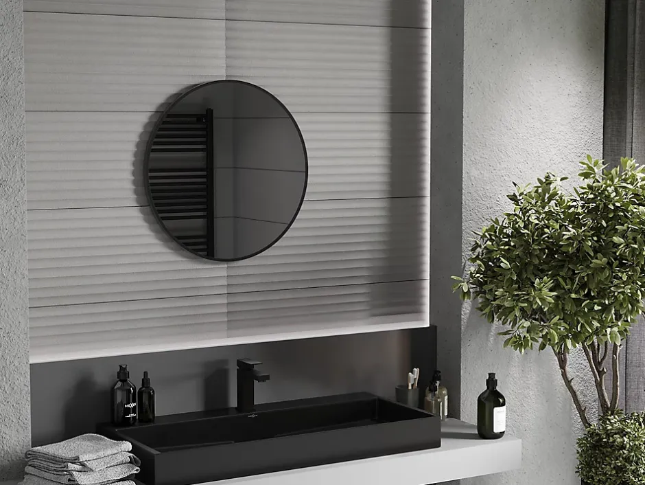 Silla Global SILLA Miroir mural rond, 60 cm, cadre noir