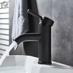 Silla Global SILLA Mitigeur lavabo moderne en Laiton, économie d'eau, Noir* Robinet Lavabo Et Vasque