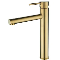 Silla Global SILLA Mitigeur lavabo moderne bec haut en Laiton, économie d'eau, Doré* Robinet Lavabo Et Vasque