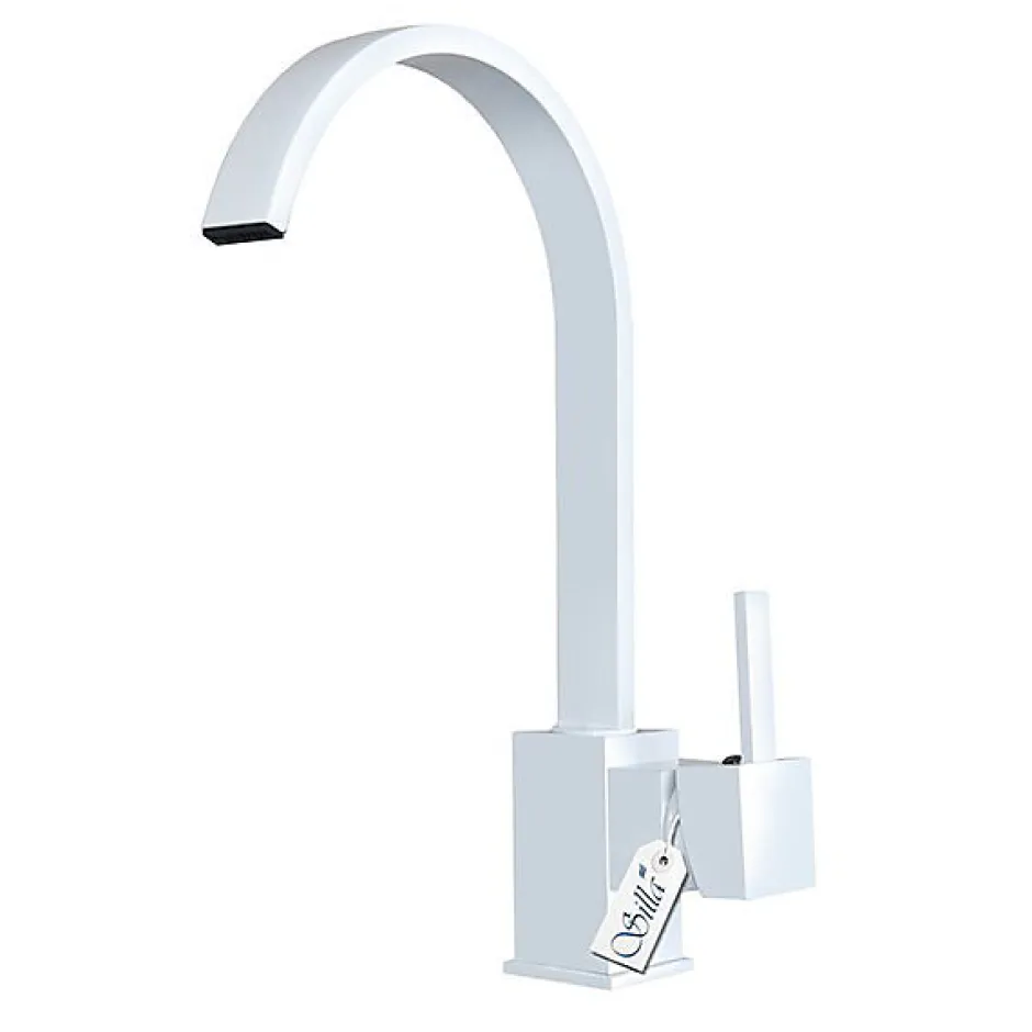 Silla Global SILLA Mitigeur lavabo moderne en Laiton, économie d'eau, Blanc