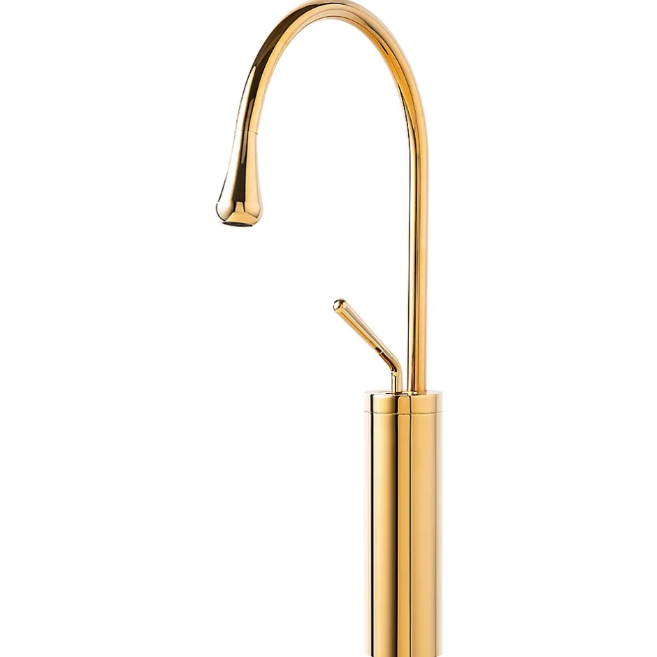 Silla Global SILLA Mitigeur lavabo moderne bec haut en Laiton, économie d'eau, Doré* Robinet Lavabo Et Vasque